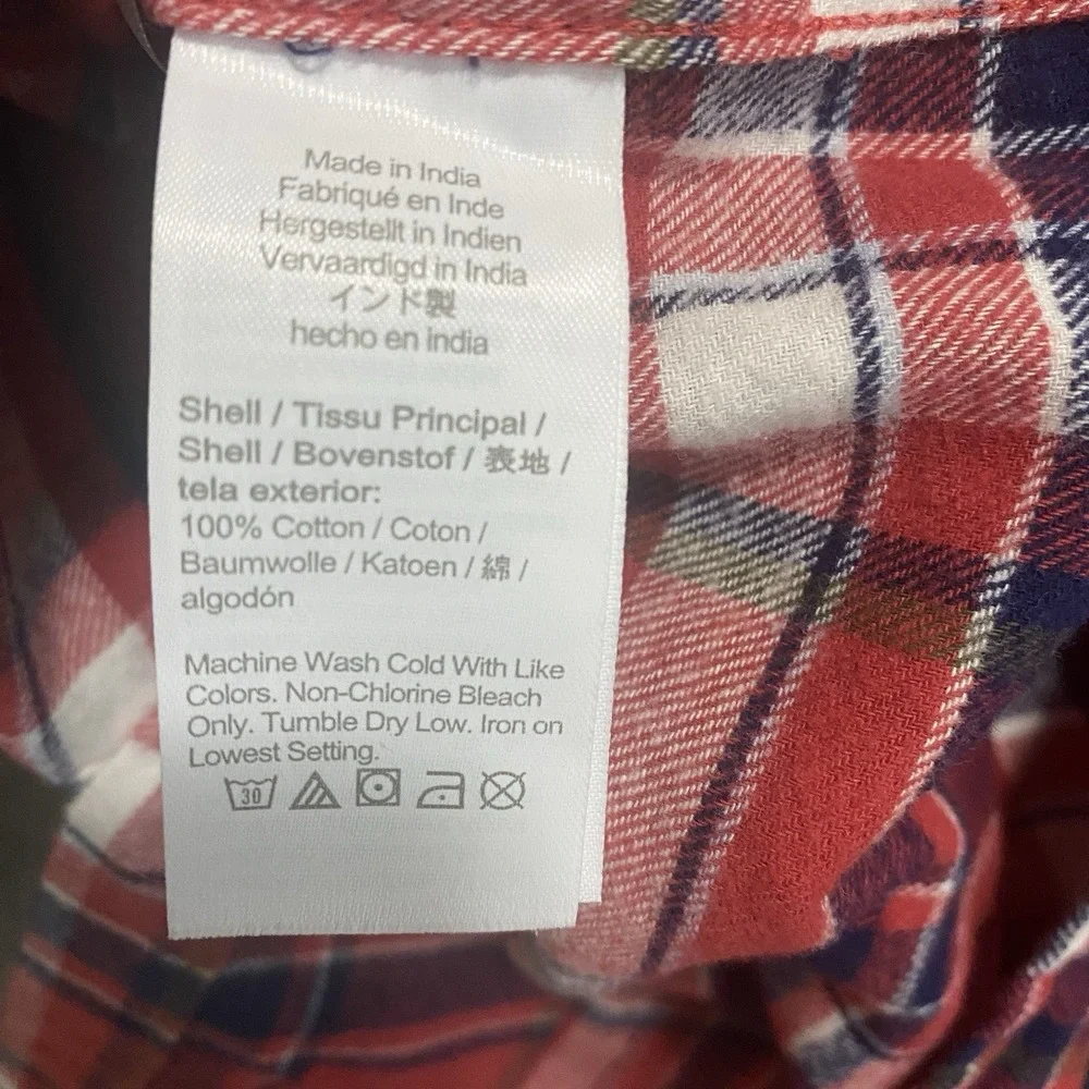 NEW J Crew Flannel Shirt Men S Red Blue Plaid Long Sleeve Button Up Work Outdoor